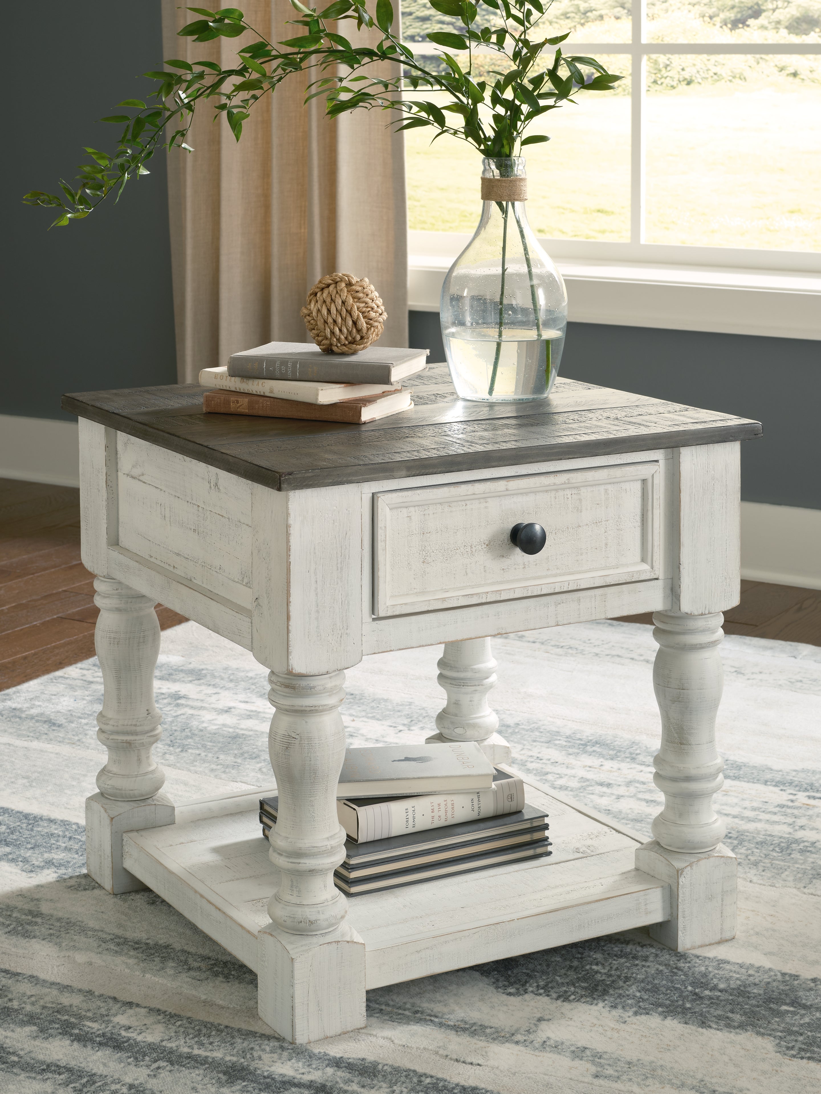 Leasing Furniture - Ashley Furniture - Havalance End Table - Square End Table / White/Gray - T994-2