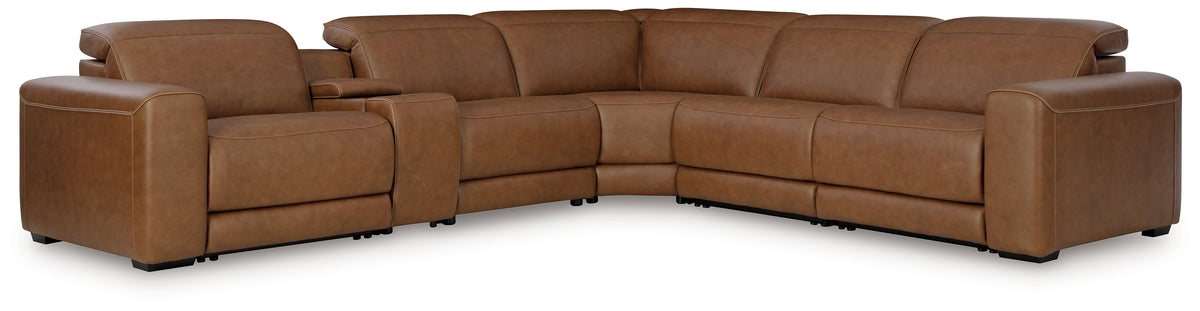 Leasing Furniture - Ashley Furniture - Magic Man Sectional - 2-Piece Power Reclining Sectional Loveseat with Console / Caramel - PCU10700S3