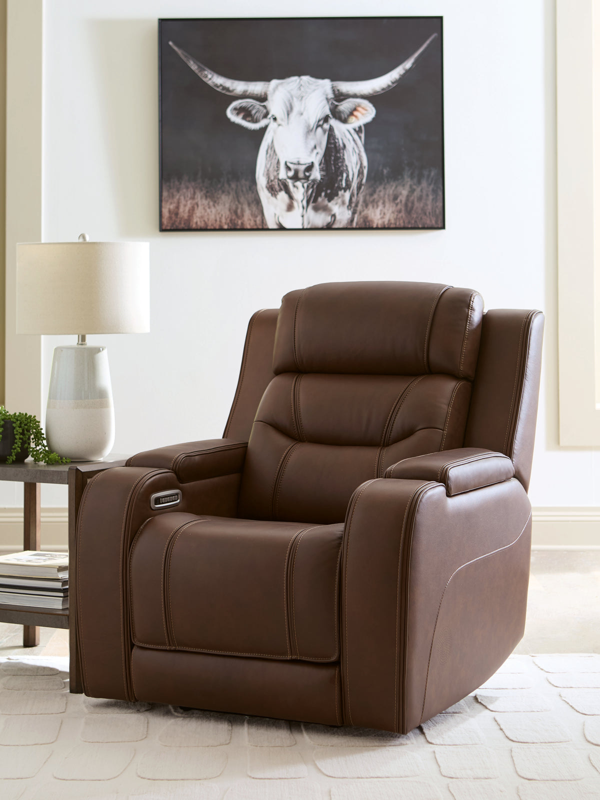Leasing Furniture - Ashley Furniture - Knightington Living Room - PWR REC Sofa w/Audio Seating / Brown - PCU1160215A