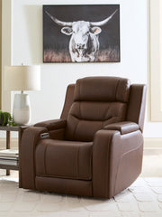 Leasing Furniture - Ashley Furniture - Knightington Living Room - PWR REC Sofa w/Audio Seating / Brown - PCU1160215A