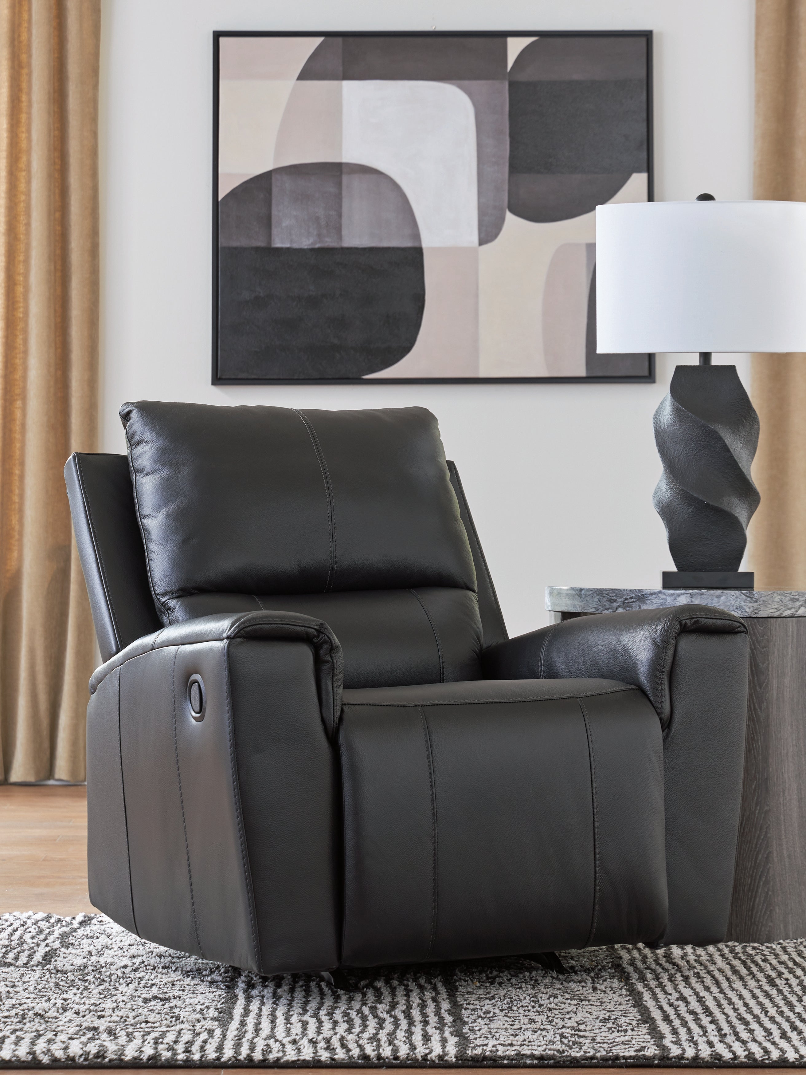 Leasing Furniture - Ashley Furniture - Glossmore Living Room - Rocker Recliner / Black - PCU1170025