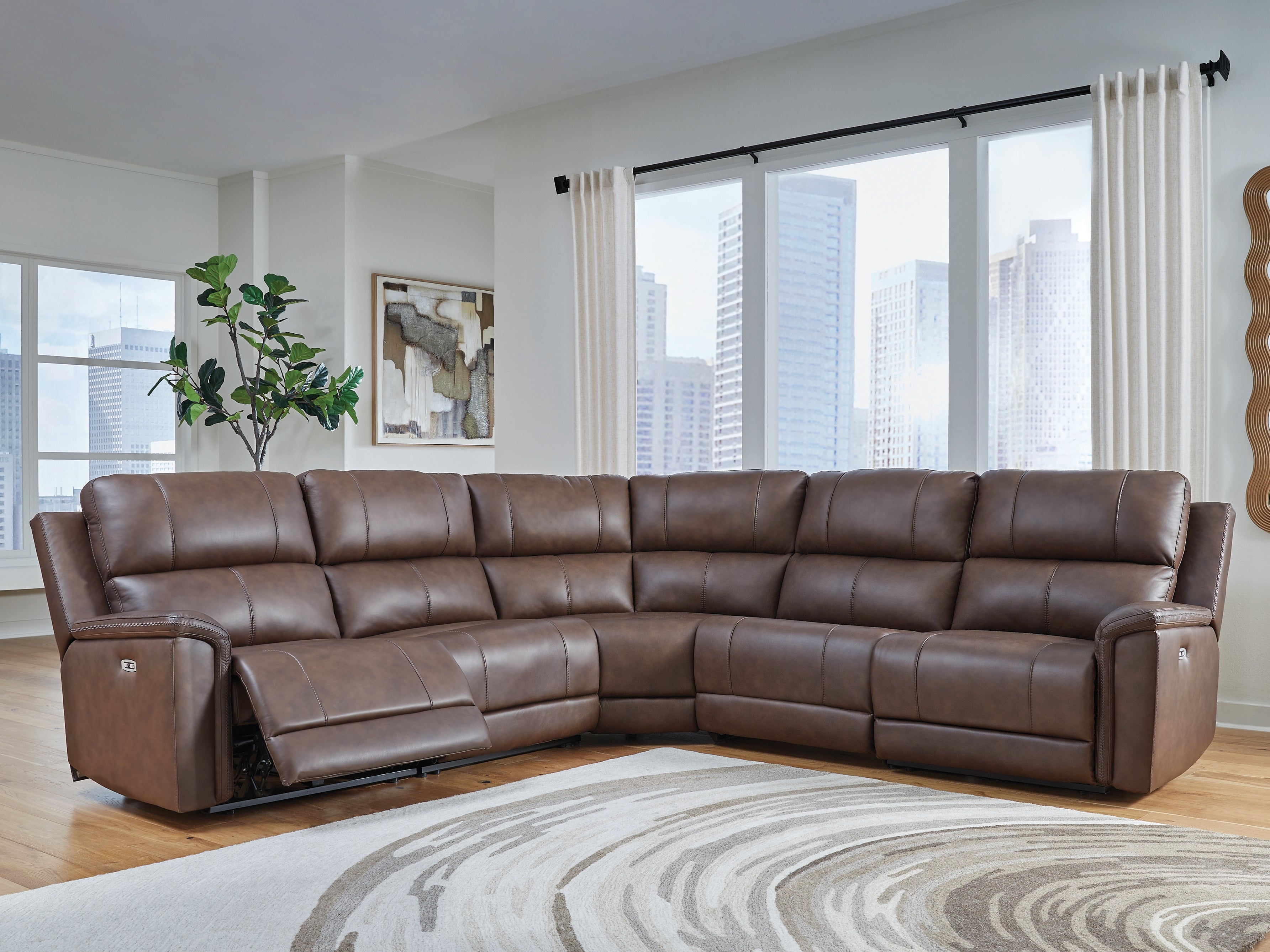 Leasing Furniture - Ashley Furniture - Bleckley Sectional - 5-Piece Power Reclining Sectional / Espresso - PCU12001S4