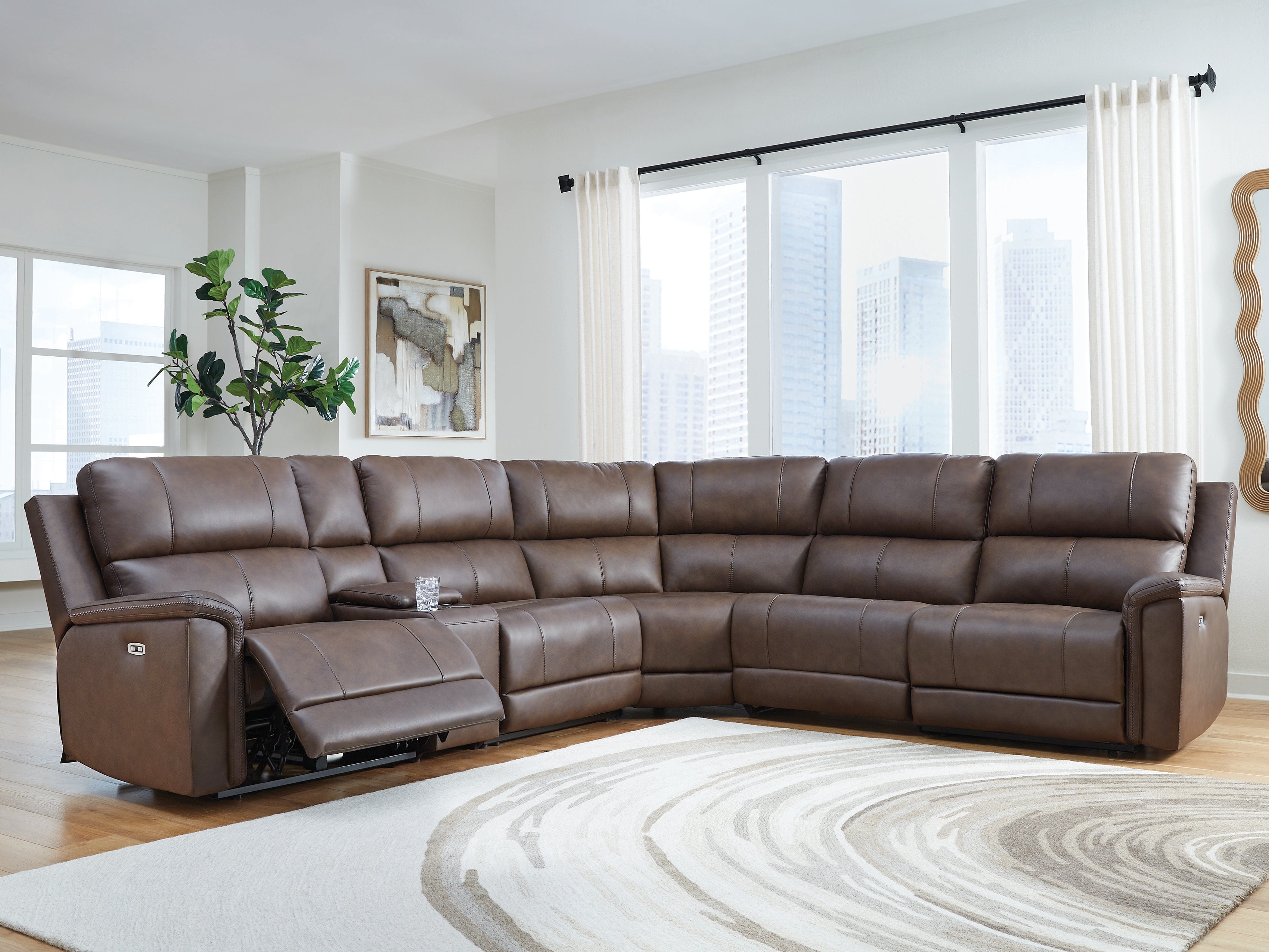 Leasing Furniture - Ashley Furniture - Bleckley Sectional - 6-Piece Power Reclining Sectional / Espresso - PCU12001S5