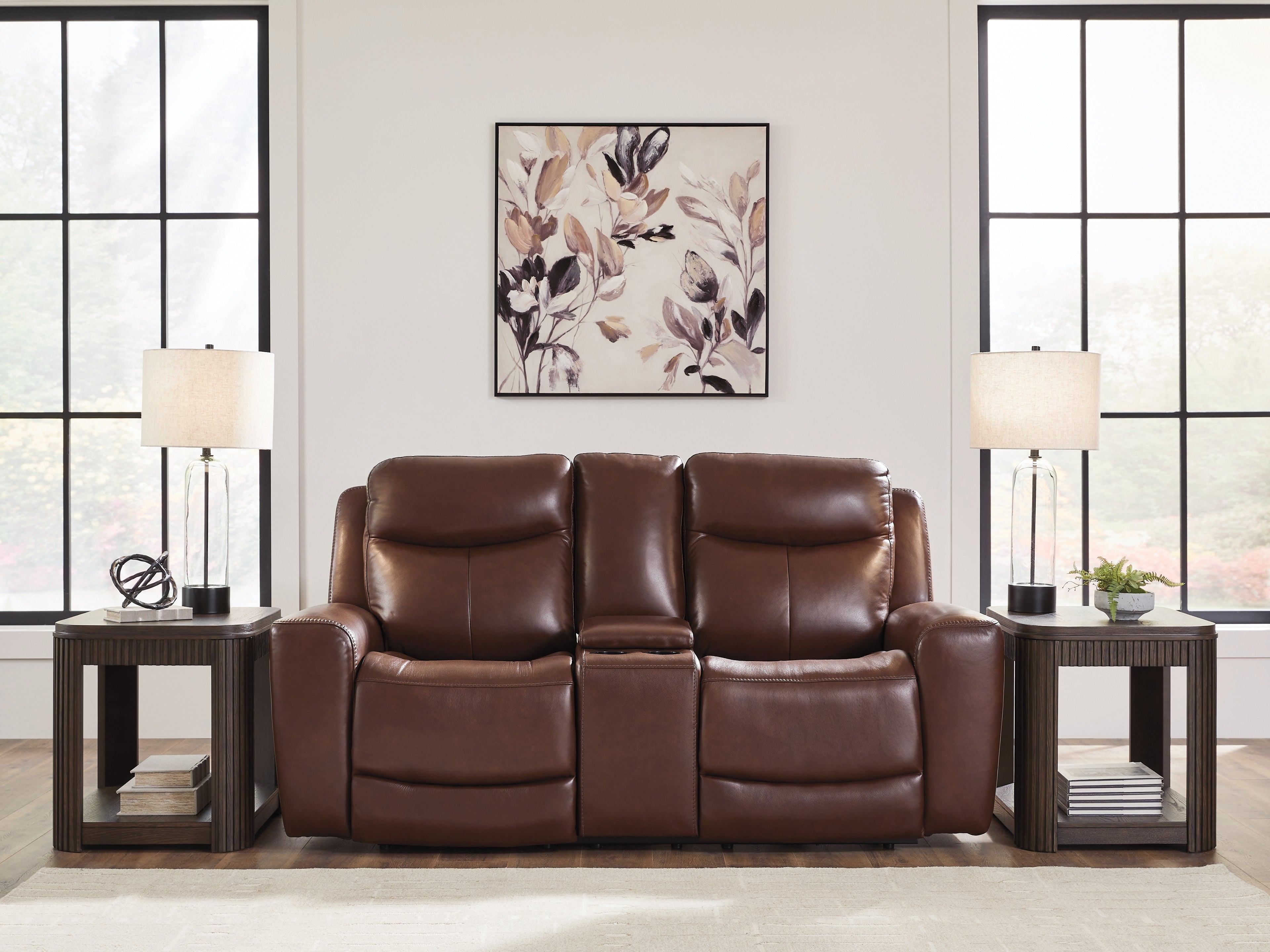Leasing Furniture - Ashley Furniture - Next Move Living Room - PWR REC Loveseat/CON/ADJ HDRST / Mahogany - PCU1210218