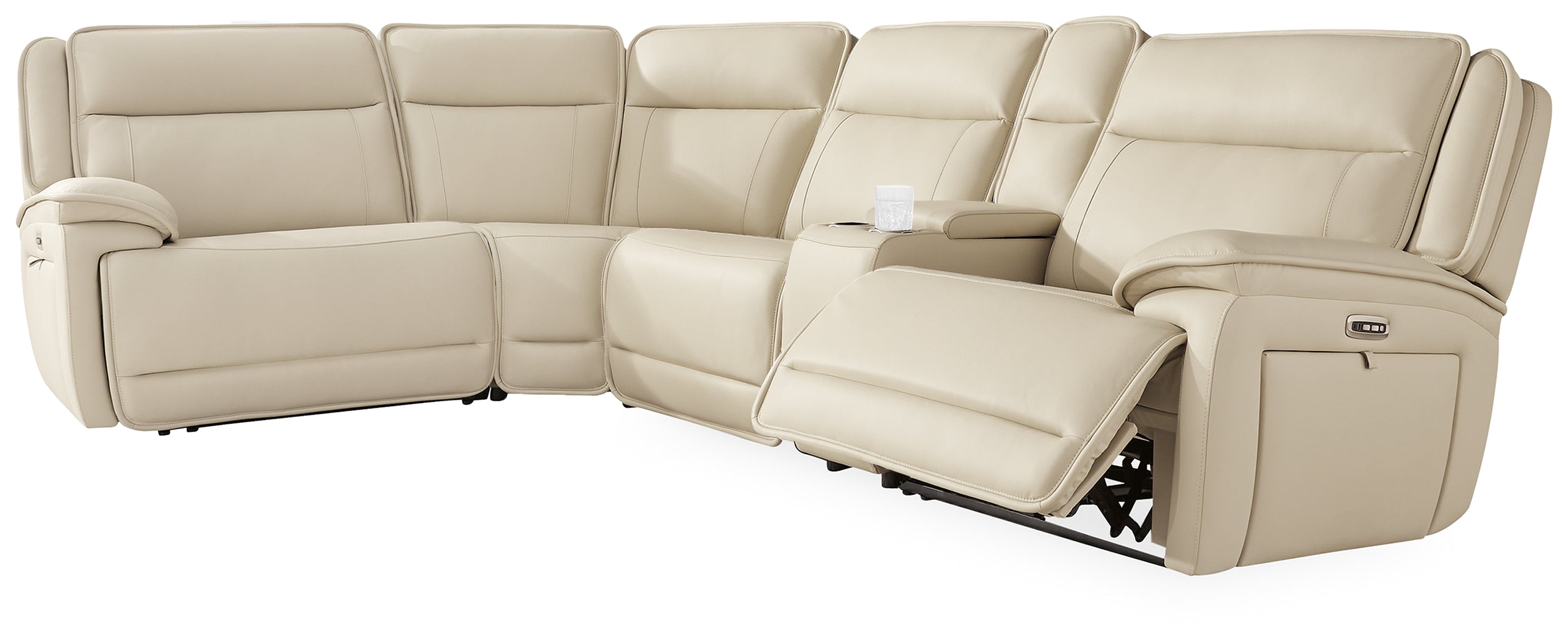 Leasing Furniture - Ashley Furniture - Double Deal Sectional - 5-Piece Reclining Sectional with Console / Almond - U13001S8