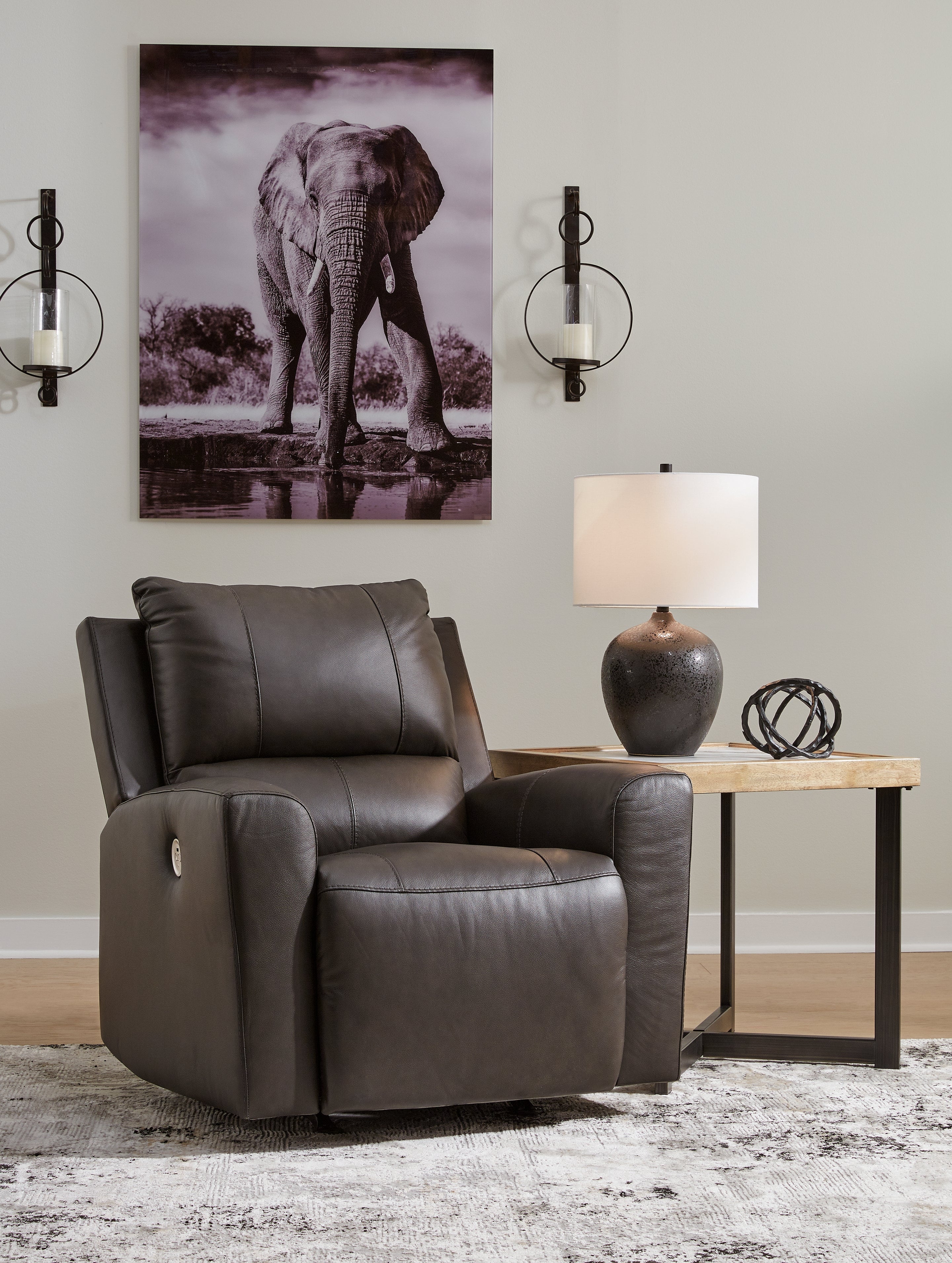 Leasing Furniture - Ashley Furniture - Boxmere Living Room - Power Rocker Recliner / Storm - U1310098