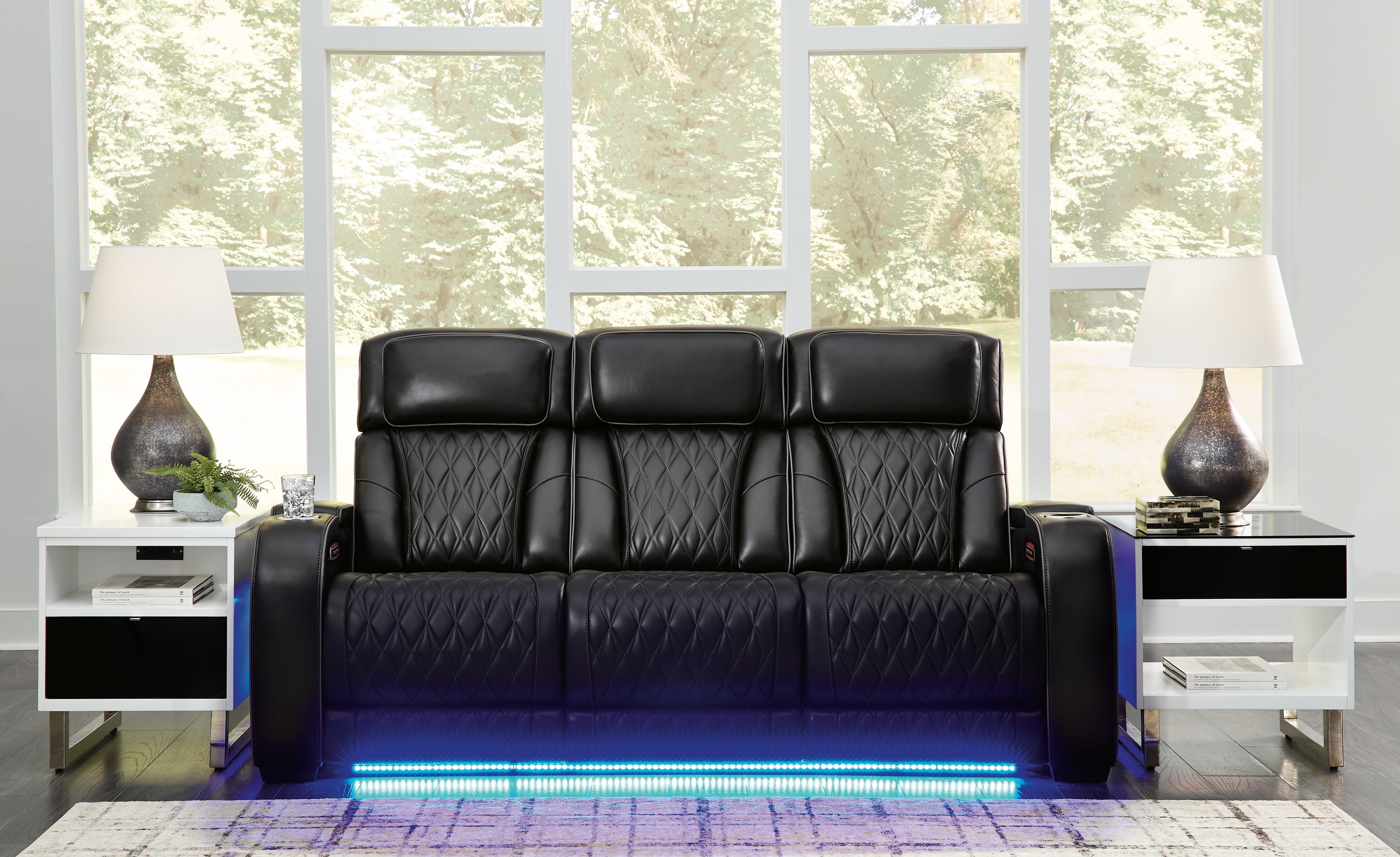 Leasing Furniture - Ashley Furniture - Boyington Living Room - PWR REC Sofa with ADJ Headrest / Black - U2710615