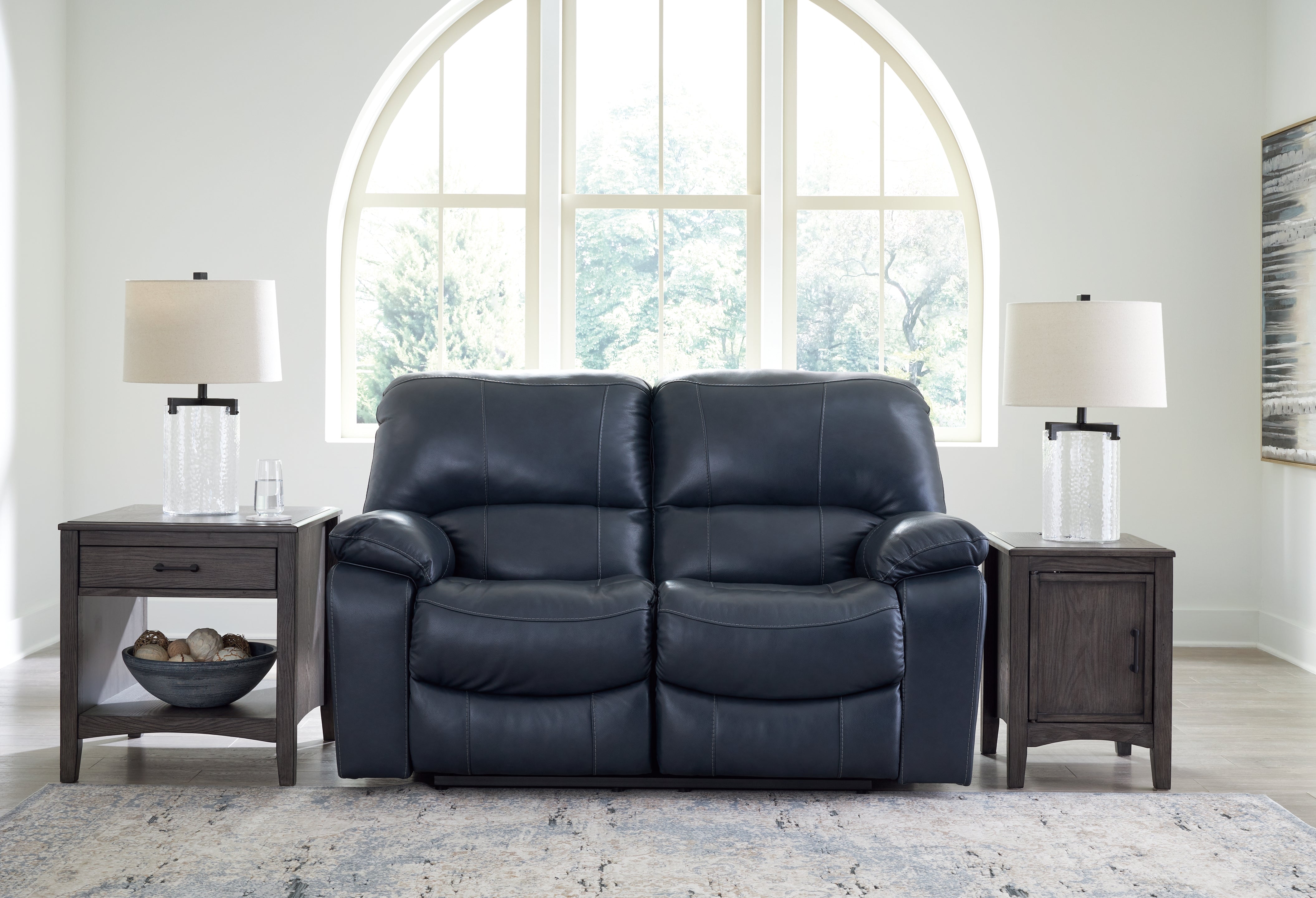 Leasing Furniture - Ashley Furniture - Leesworth Living Room - Reclining Power Loveseat / Ocean - U4380974