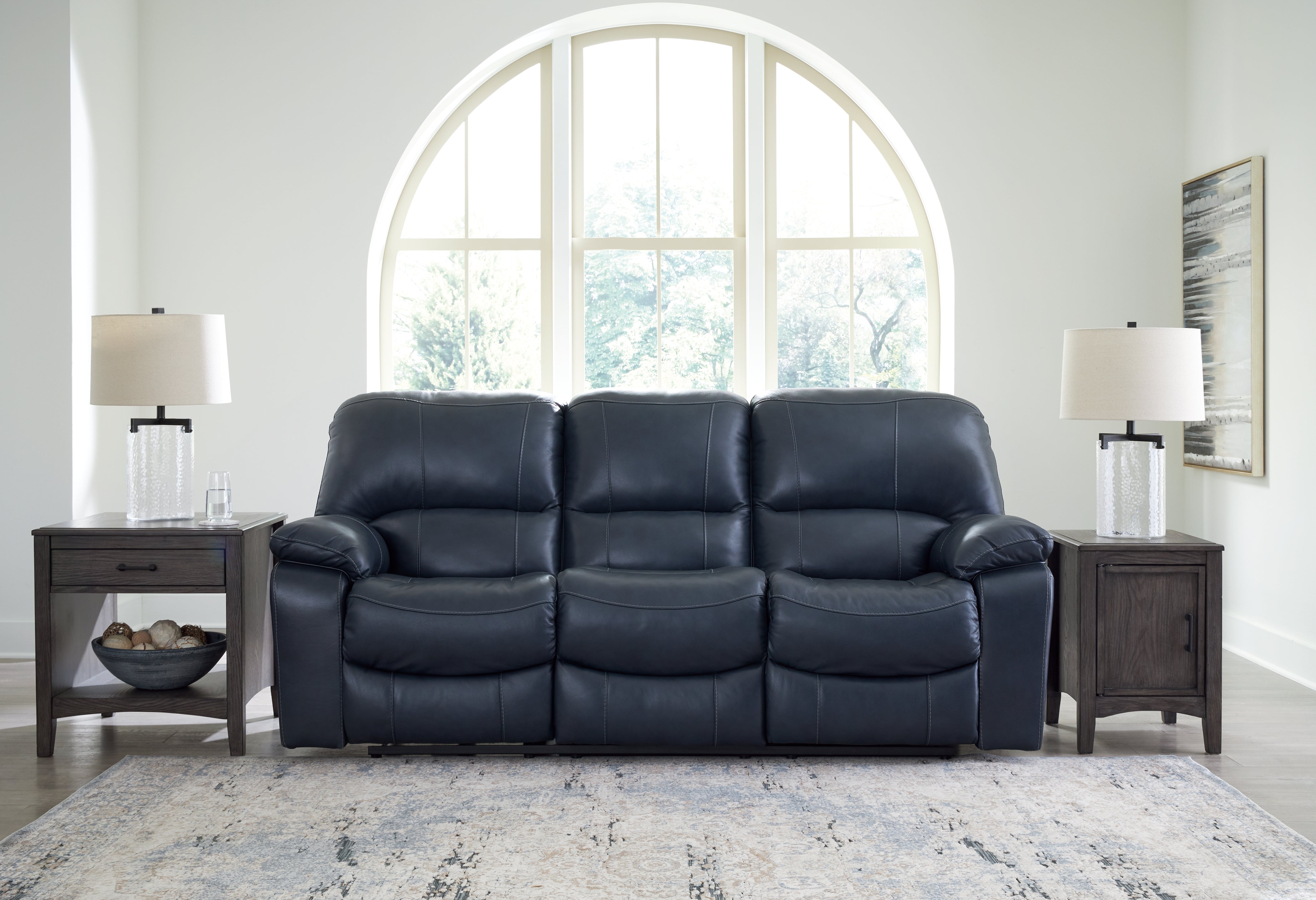 Leasing Furniture - Ashley Furniture - Leesworth Living Room - Reclining Power Sofa / Ocean - U4380987