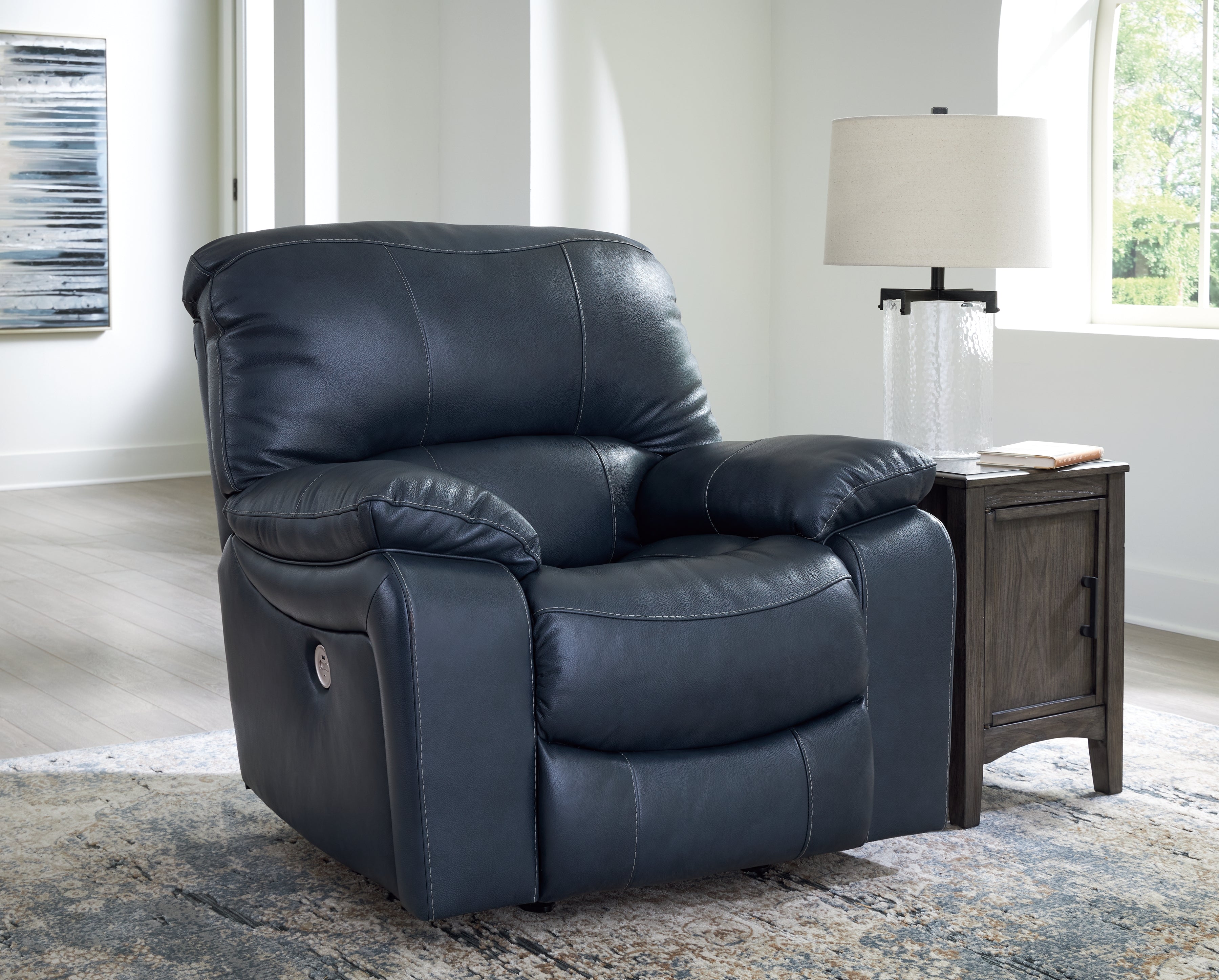Leasing Furniture - Ashley Furniture - Leesworth Living Room - Power Rocker Recliner / Ocean - U4380998