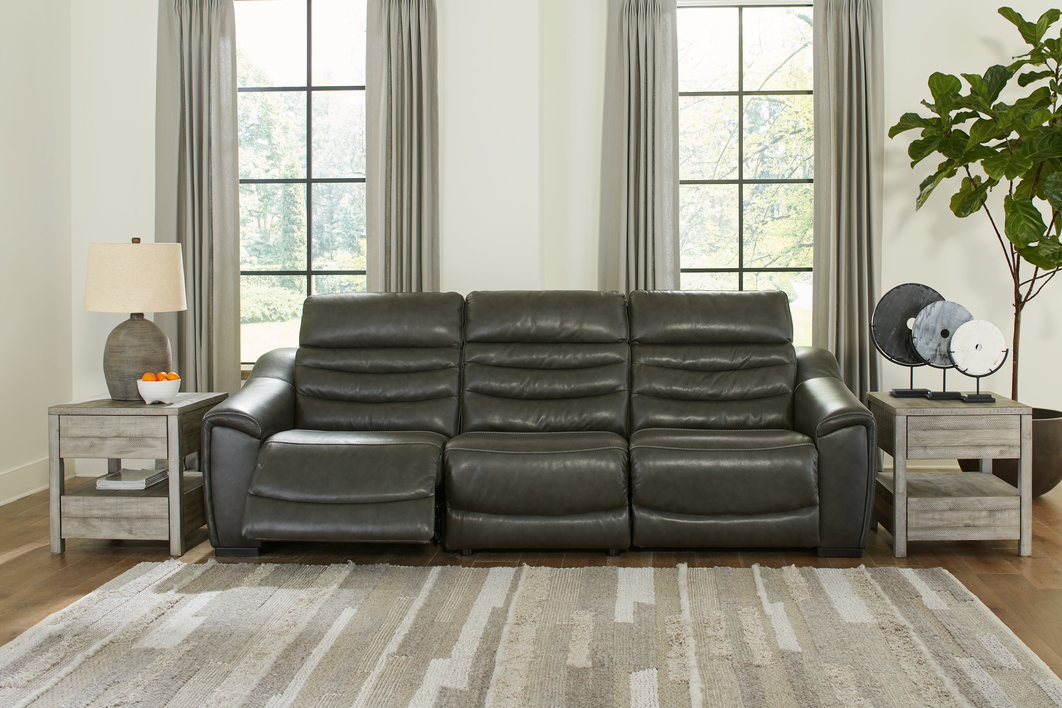 Leasing Furniture - Ashley Furniture - Center Line Sectional - 3-Piece Power Reclining Sectional Sofa / Dark Gray - U63404S5