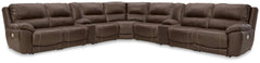 Leasing Furniture - Ashley Furniture - Dunleith 9-piece Power Reclining Sectional - 9-piece Power Reclining Sectional / Chocolate - U71604S10