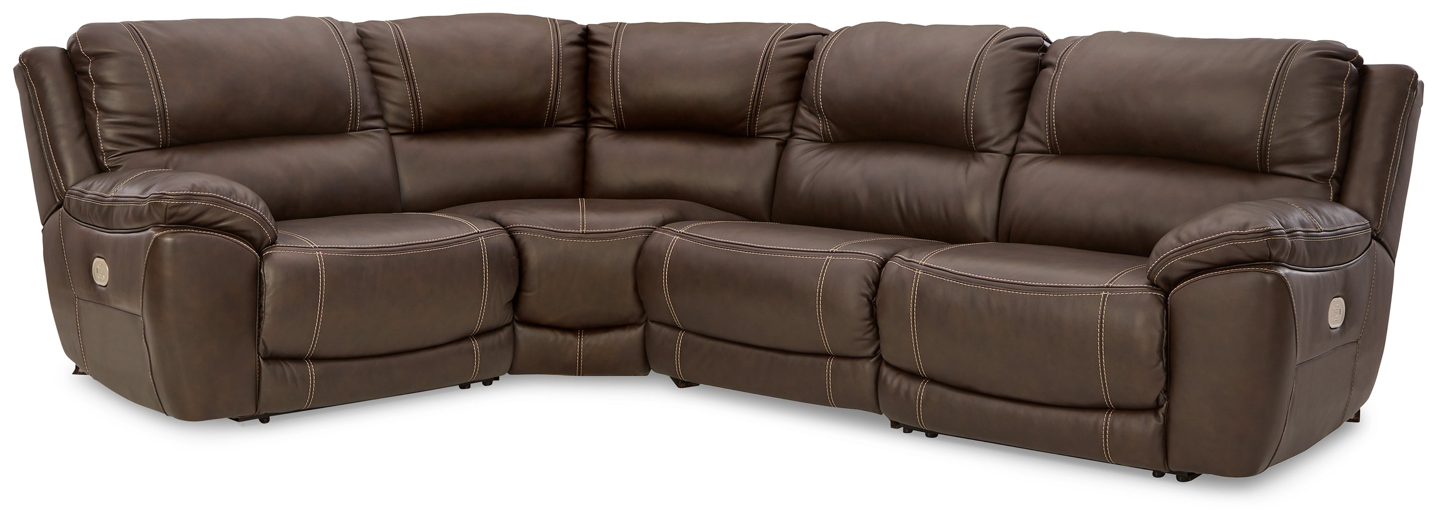 Leasing Furniture - Ashley Furniture - Dunleith Sectional - 4-Piece Power Reclining Sectional / Chocolate - U71604S6