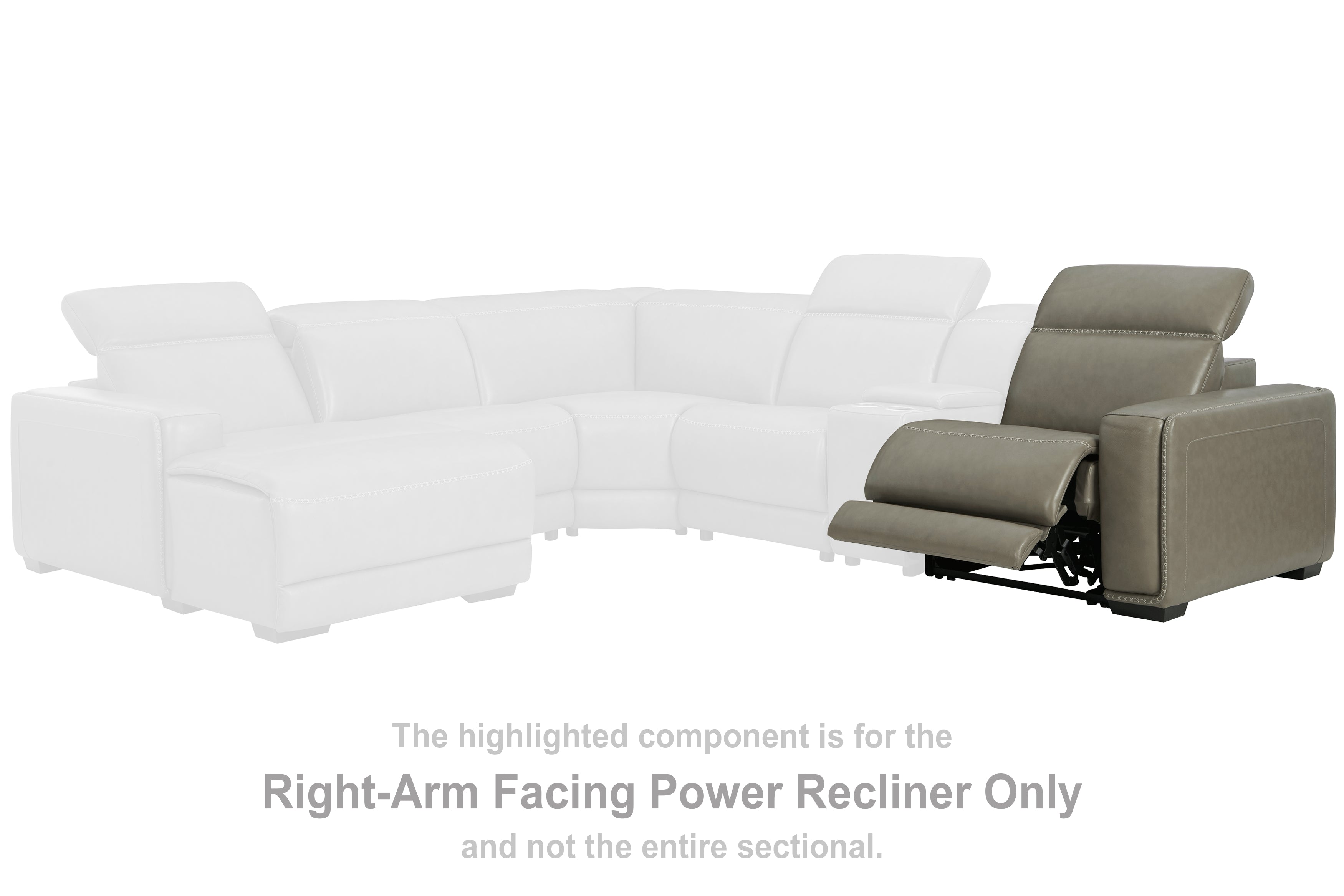 Leasing Furniture - Ashley Furniture - Correze Sectional - RAF Zero Wall Power Recliner / Gray - U9420262