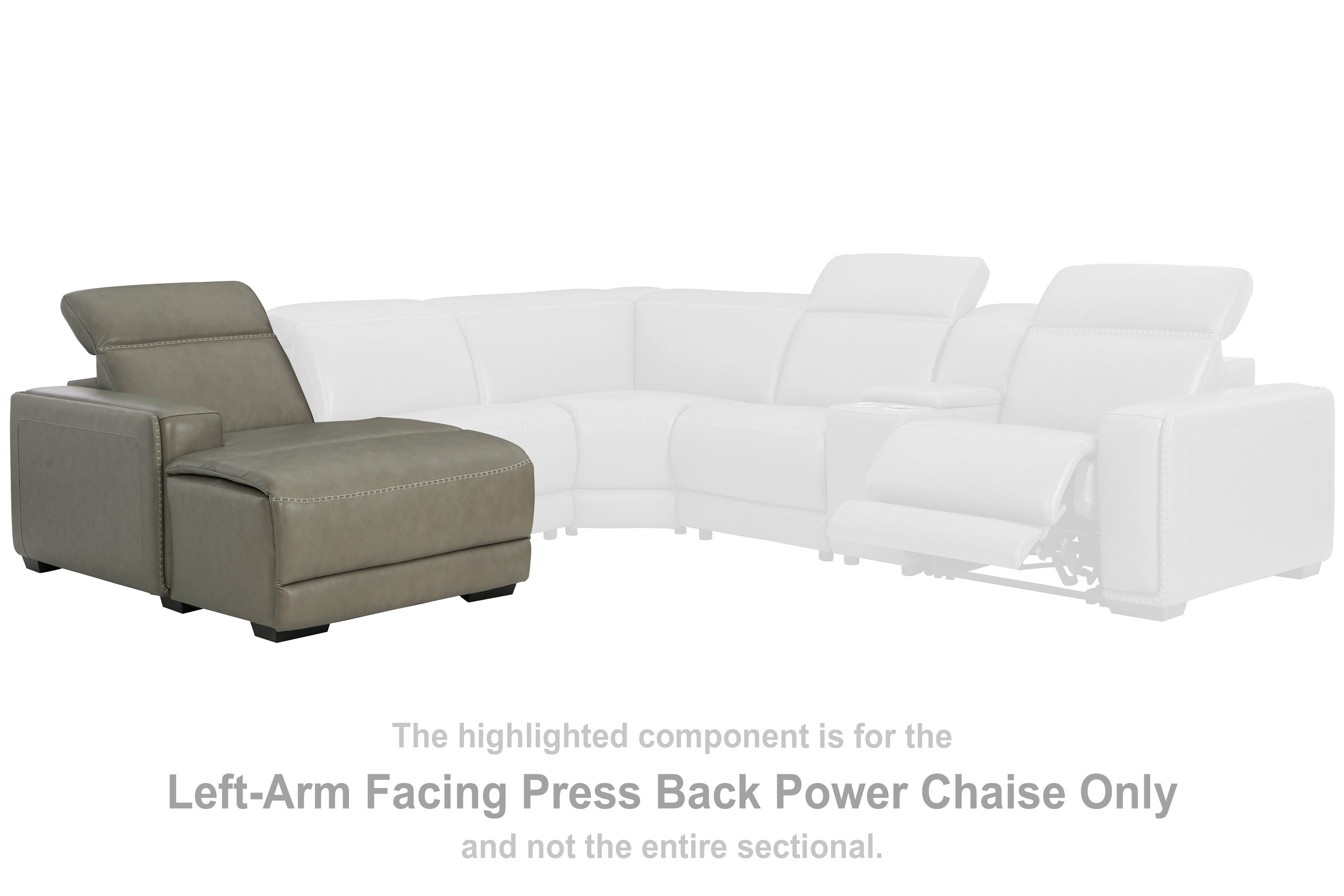 Leasing Furniture - Ashley Furniture - Correze Sectional - LAF PWR Reclining Back Chaise / Gray - U9420279