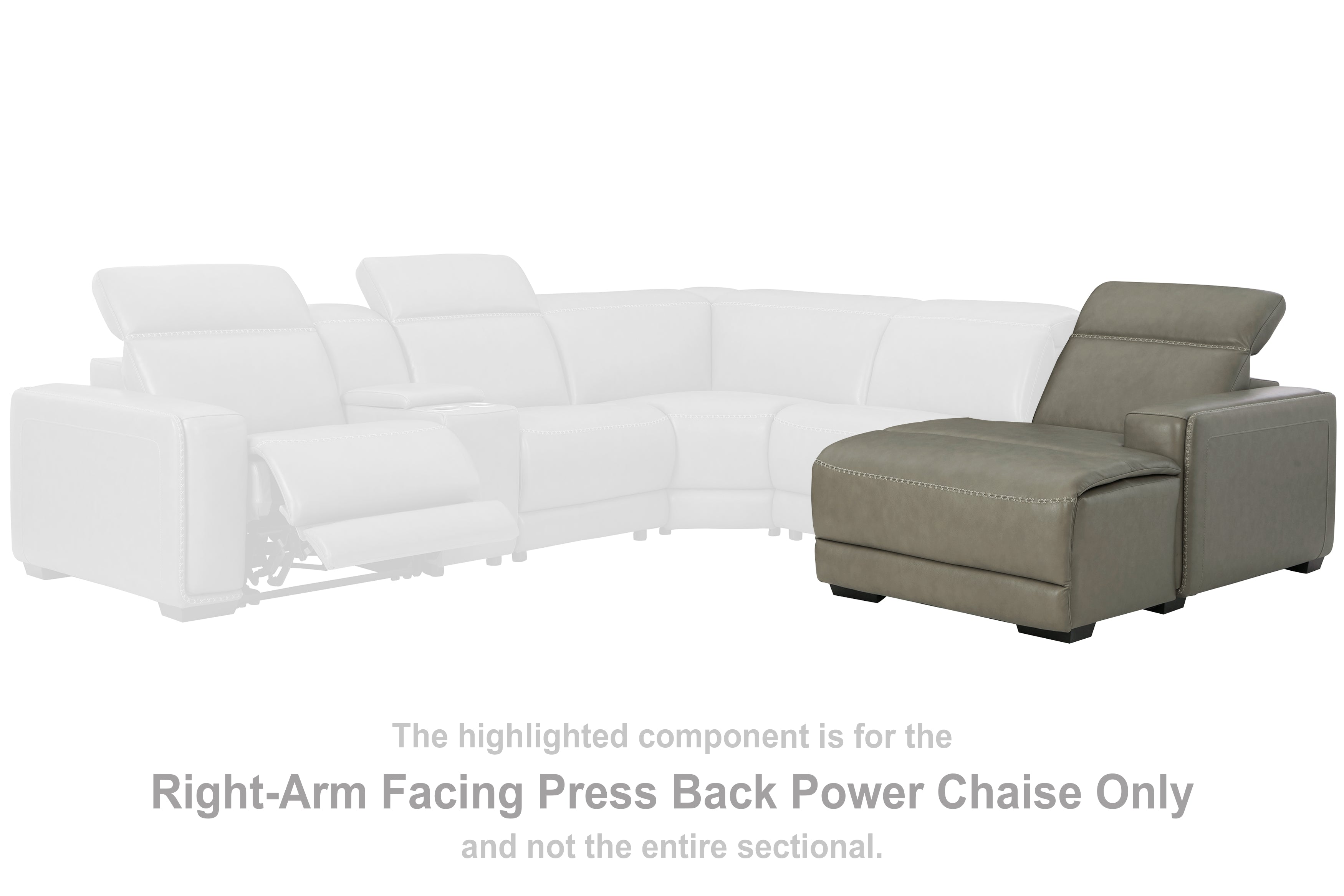Leasing Furniture - Ashley Furniture - Correze Sectional - RAF PWR Reclining Back Chaise / Gray - U9420297