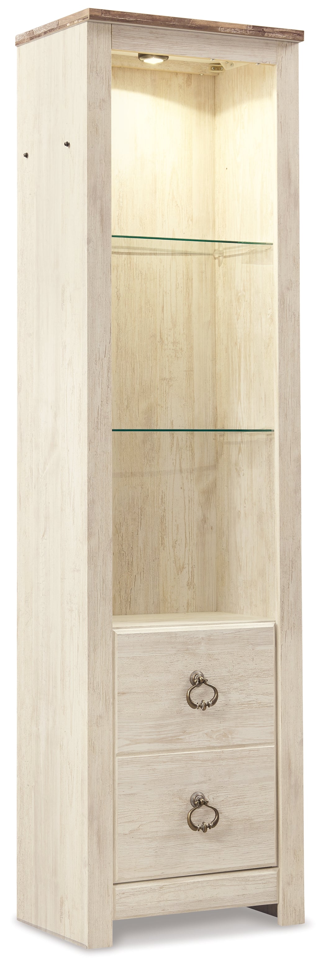 Leasing Furniture - Ashley Furniture - Willowton Entertainment Center - 4-Piece Entertainment Center / Whitewash - W267W3