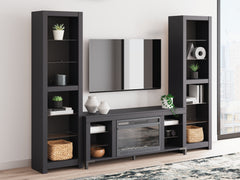 Leasing Furniture - Ashley Furniture - Cayberry 3-Piece Entertainment Center with Electric Fireplace - 3-Piece Entertainment Center with Electric Fireplace / Black - W2721W2