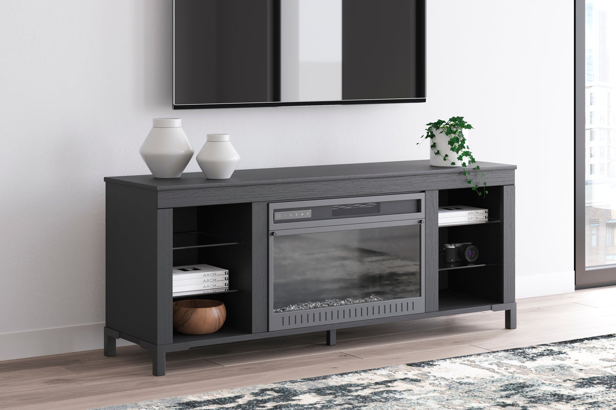 Leasing Furniture - Ashley Furniture - Cayberry TV Stand - 60" with Electric Fireplace / Black - W2721-168
