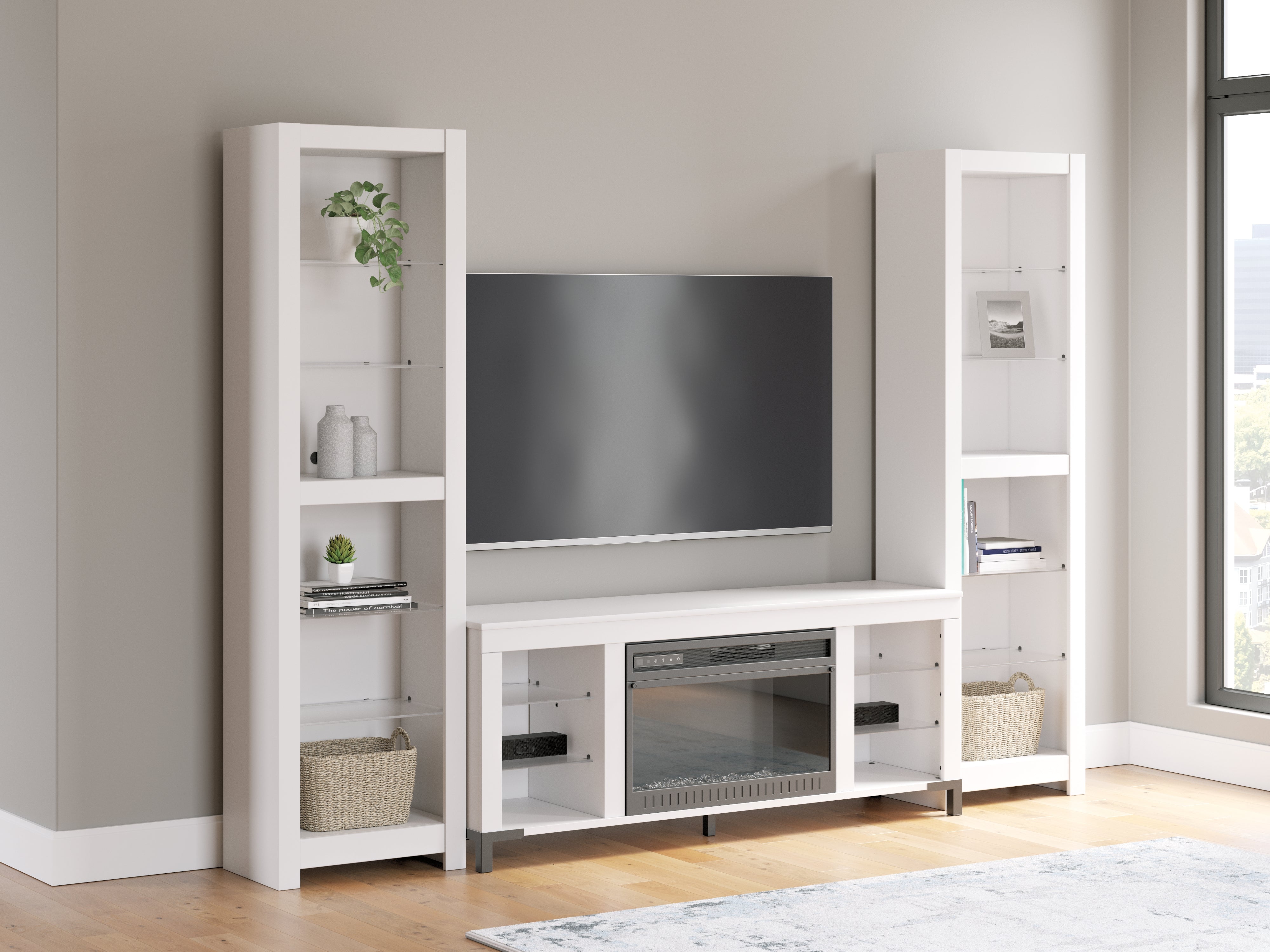 Leasing Furniture - Ashley Furniture - Brollevi Entertainment Center - 3-Piece Entertainment Center / White - W2722W1
