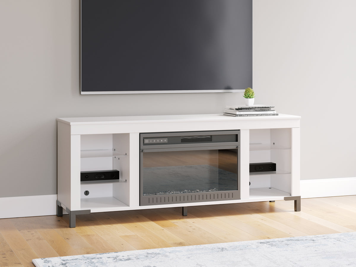 Leasing Furniture - Ashley Furniture - Brollevi TV Stand - 60" with Electric Fireplace / White - W2722-168