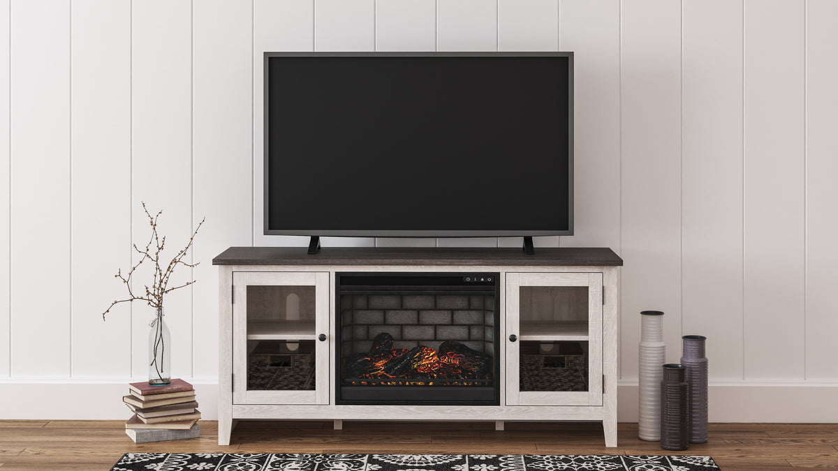 Leasing Furniture - Ashley Furniture - Dorrinson 60" TV Stand with Electric Fireplace - 60" TV Stand with Electric Fireplace / Two-tone - W287W3