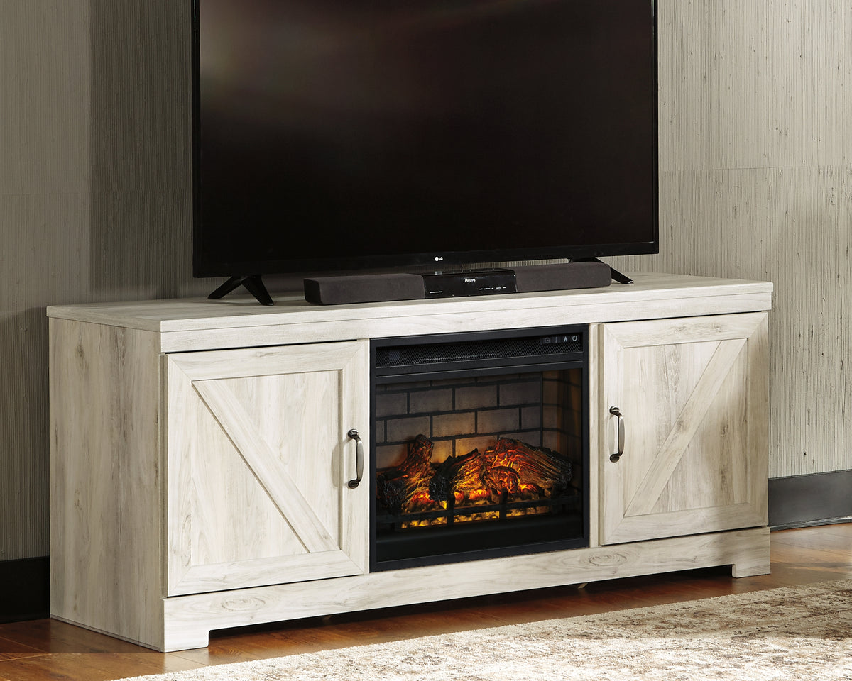 Leasing Furniture - Ashley Furniture - Bellaby 63" TV Stand with Electric Fireplace - 63" TV Stand with Electric Fireplace / Whitewash - W331W9