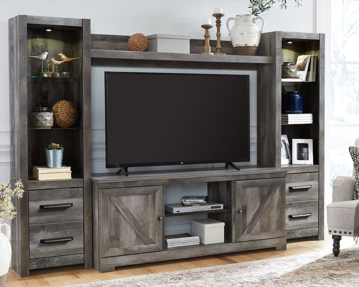 Leasing Furniture - Ashley Furniture - Wynnlow Entertainment Center - 4-Piece Entertainment Center / Gray - W440W2