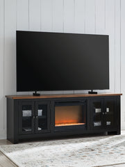 Leasing Furniture - Ashley Furniture - Wildenauer 76" TV Stand with Electric Fireplace - 76" TV Stand with Electric Fireplace / Brown/Black - W664W2