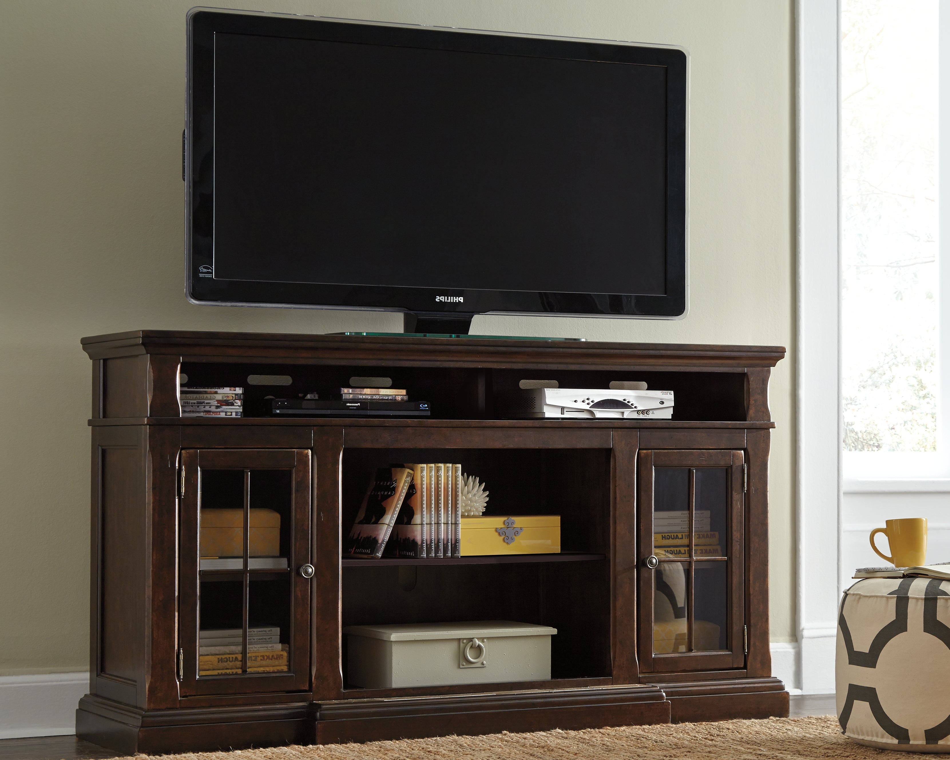 Leasing Furniture - Ashley Furniture - Roddinton 72" TV Stand - 72" / Dark Brown - W701-88