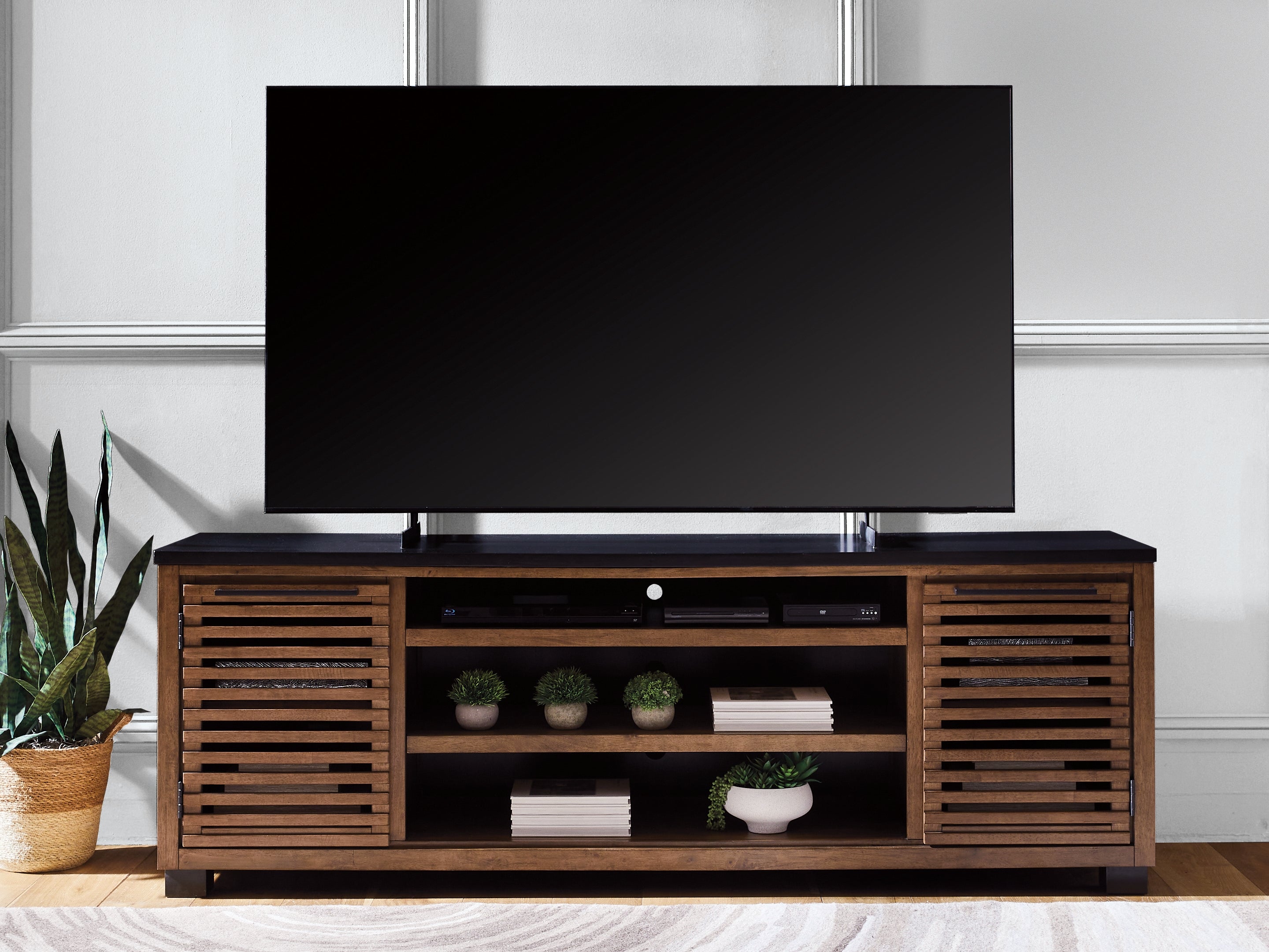 Leasing Furniture - Ashley Furniture - Kallari 84" TV Stand - 84" / Warm Brown/Black - W737-78
