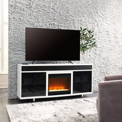 Leasing Furniture - Ashley Furniture - Gardoni 72" TV Stand with Electric Fireplace - 72" TV Stand with Electric Fireplace / White/Black - W756W1