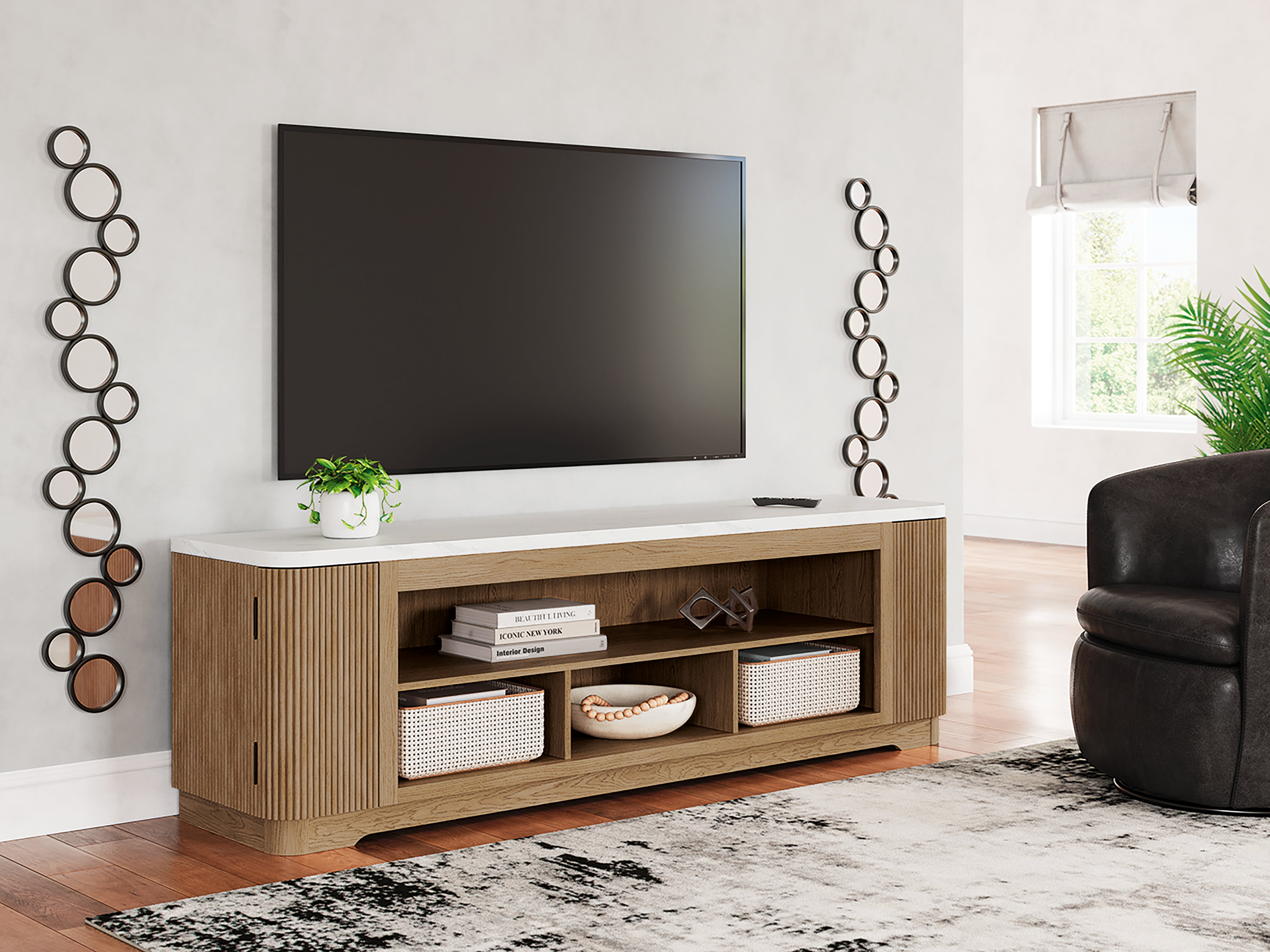 Leasing Furniture - Ashley Furniture - Camdill 80" TV Stand - 80" / Light Brown - W808-68