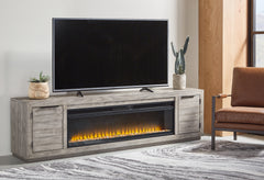 Leasing Furniture - Ashley Furniture - Naydell 92" TV Stand with Electric Fireplace - 92" TV Stand with Electric Fireplace / Gray - W996W1